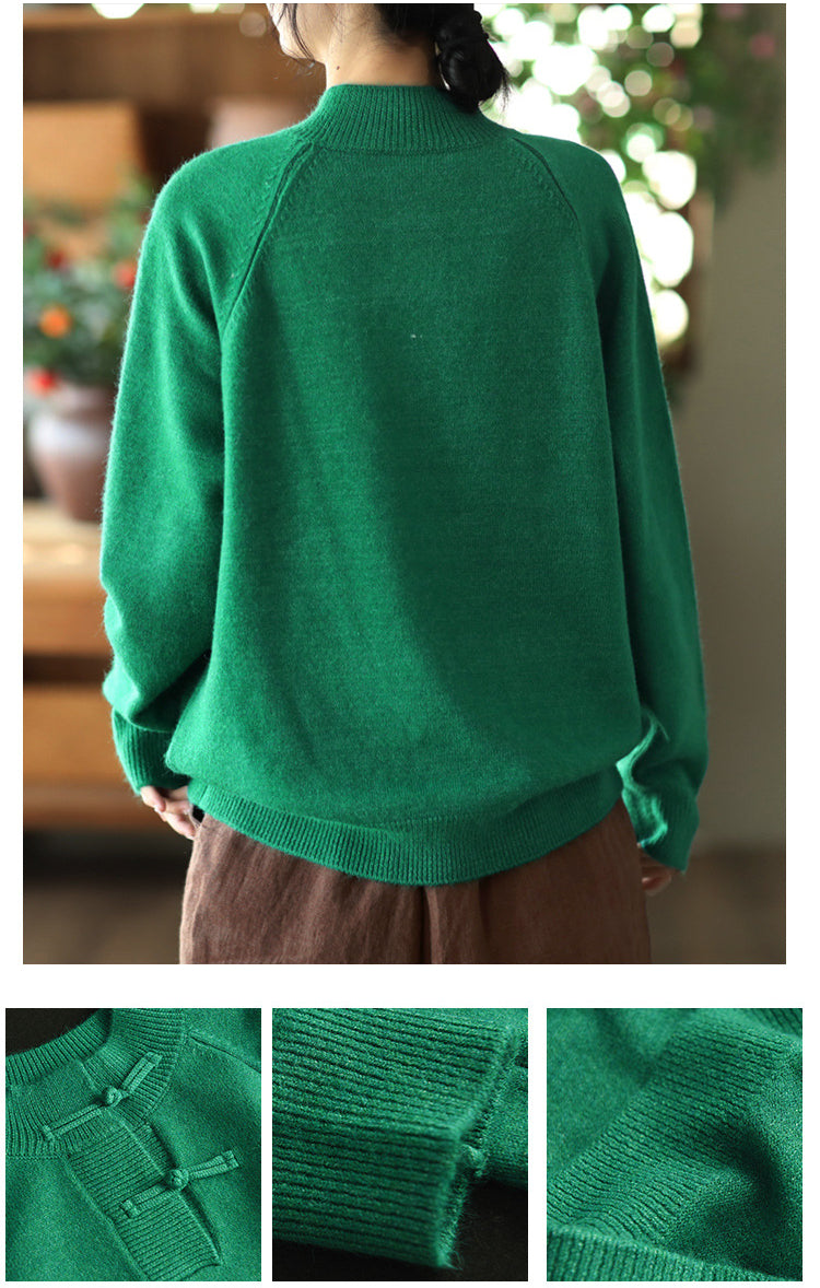 Retro Buckle Knit Loose Sweater