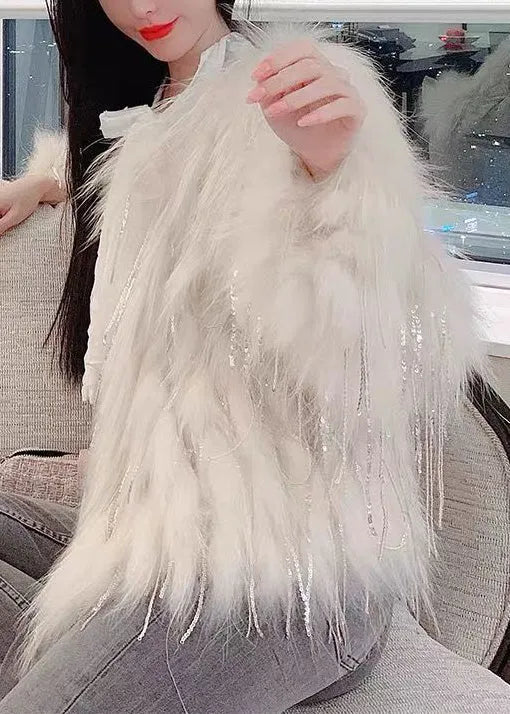 Unique Pink Tasseled Zircon Raccoon Hair Coats Winter