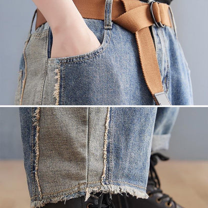 Plus Size Autumn Winter Patchwork Loose Denim Pants