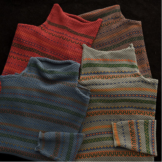 Vintage Cotton Knit Jacquard Turtleneck