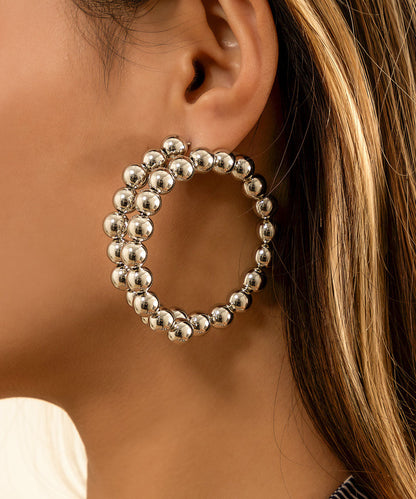 Bohemian Gold Metal Alloy Ball Hoop Earrings