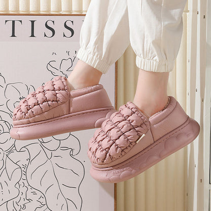 Winter Women Grid Household Warm Cotton Shoes