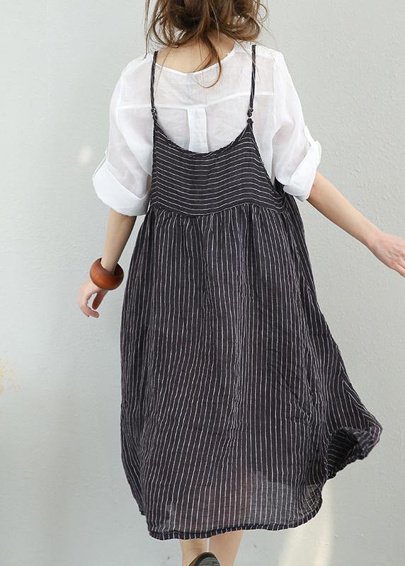 Casual Chiffon suspender dress women summer striped midi