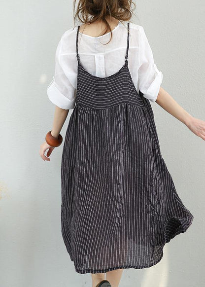 Casual Chiffon suspender dress women summer striped midi