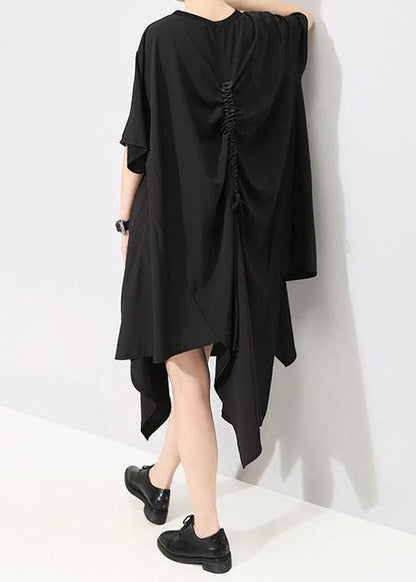 Italian plus size Irregular Cut Loose Round Neck Fashion Dress