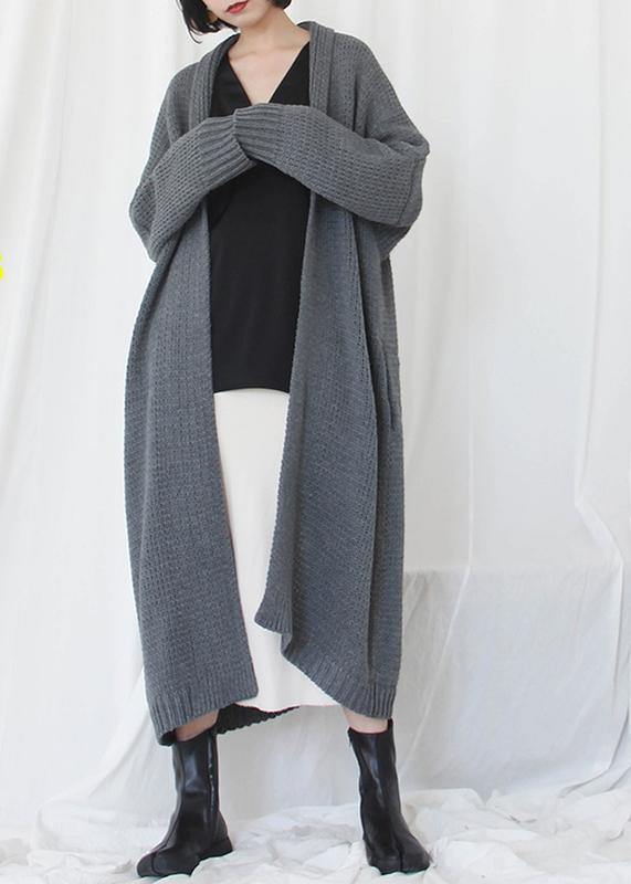 Oversized fall sweaters plus size clothing gray Batwing Sleeve knit cardigans
