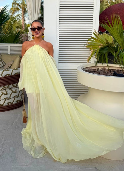 Flowy A-Line Beach Vacation Gown