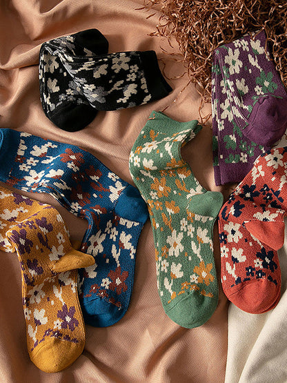 Women Floral Knitted Jacquard Autumn Winter Socks