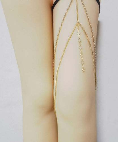 Boho Gold Alloy Zircon Elastic Chain Body Chain