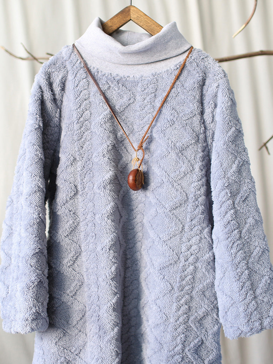 Women Winter Artsy Spliced Warm Loose Dress