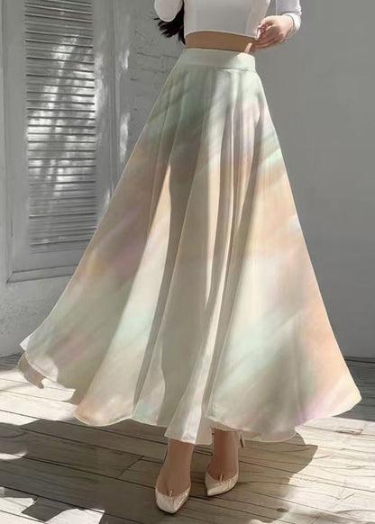 Elegant Gradient Color Exra Large Hem Chiffon Skirts Summer