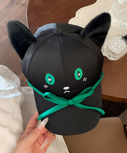 New Black Butterfly Knot Versatile Cat Embroidered Baseball Cap Hat