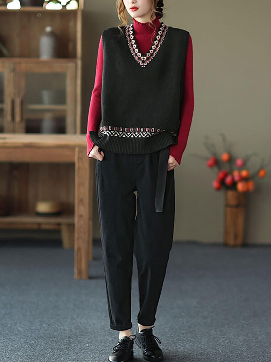 Winter Women Knitted Vest Sleeveless Sweater