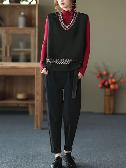 Winter Women Knitted Vest Sleeveless Sweater