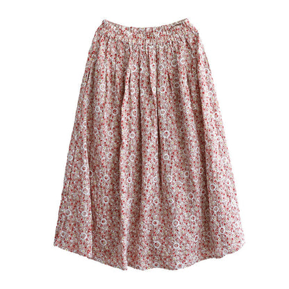 Literary Floral Thin Large A-Line Skirt