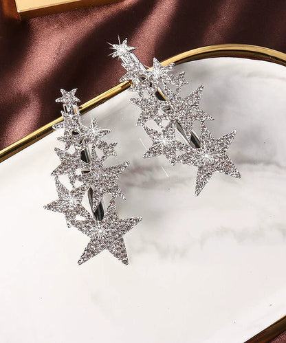 Boutique Silk Copper Zircon Pentagram Hairpin