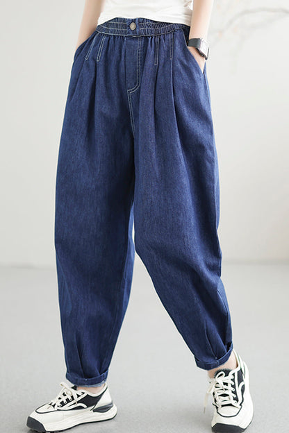 Summer Autumn Solid Loose Cotton Harem Jeans