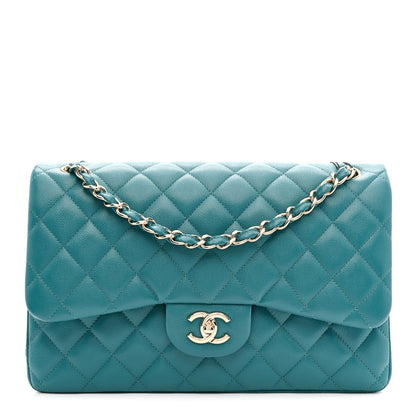 Caviar Quilted Jumbo Double Flap Green