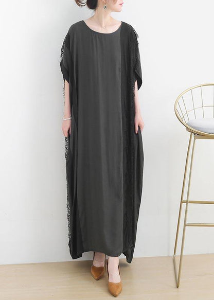 Chic Grey Patchwork Casual Summer Cotton Dress