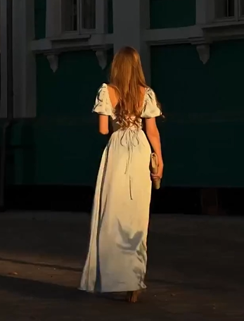 Sexy U Collar Waist-Tight High Slit Solid Color Dress