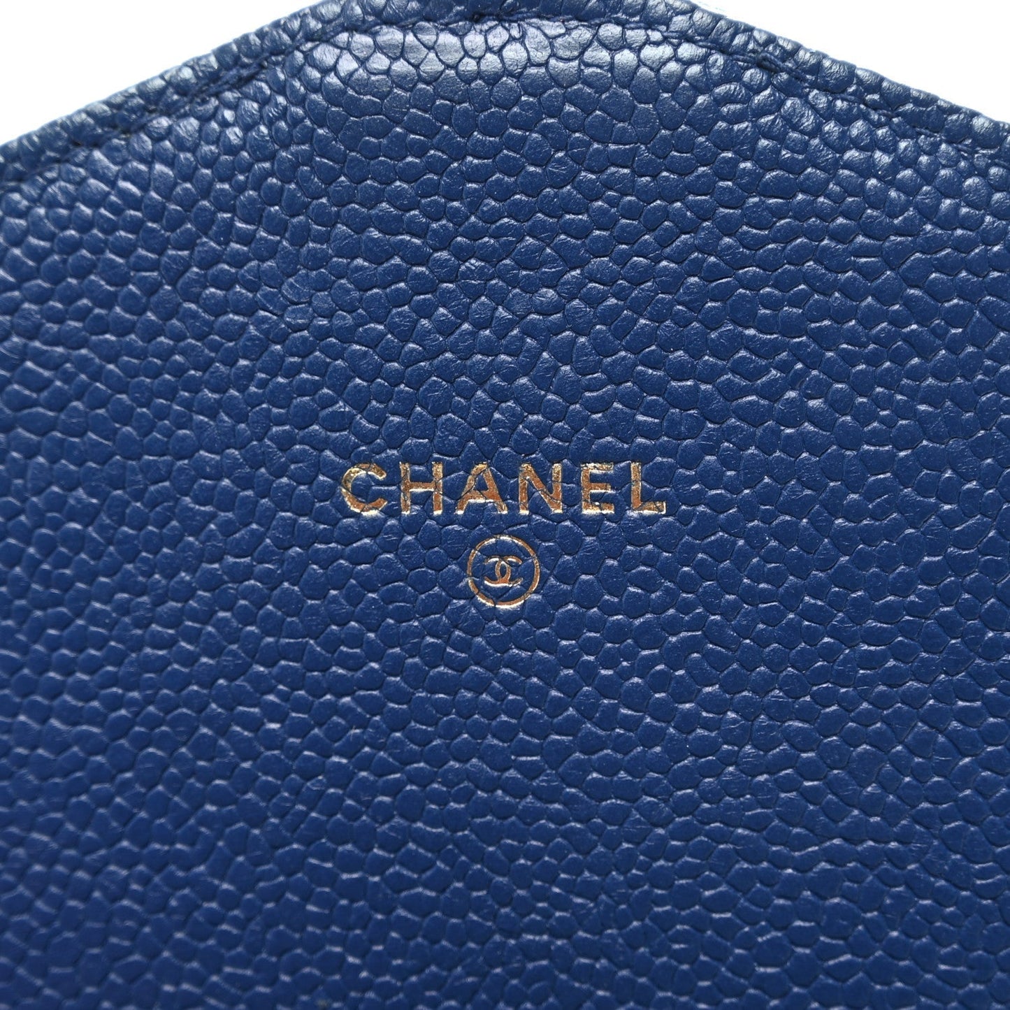 Grained Calfskin Quilted Cuba Square Wallet On Chain WOC Blue