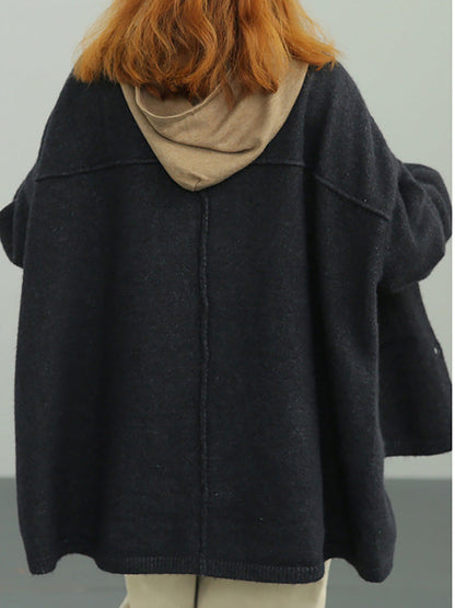Plus Size - Knitted Irregular Hem Breasted Cardigans Sweater