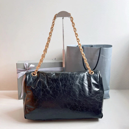 Balenciaga Monaco Medium Chain Bag in Black Gold Hardware 32.5 x 22 x 9.9cm