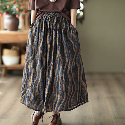 Vintage-Print Elasticated Waist Skirt