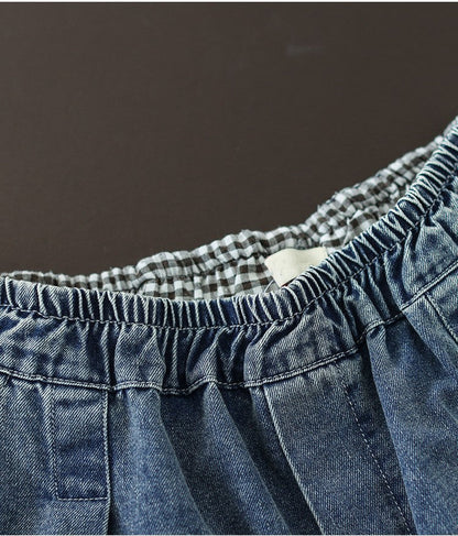 Pocket Embroidery High Waist Literary Retro Nine-point Harem Pants