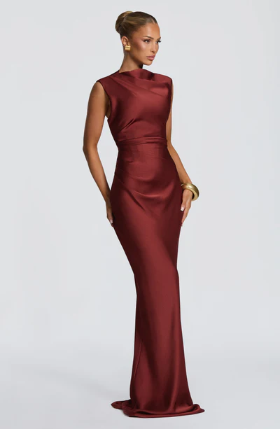 Satin Sleeveless Lace-Up Backless Mermaid Evening Gown
