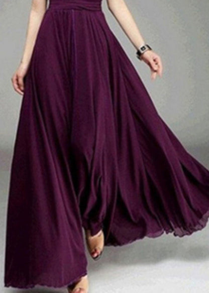 Unique Mulberry V Neck Chiffon Long Dresses Summer