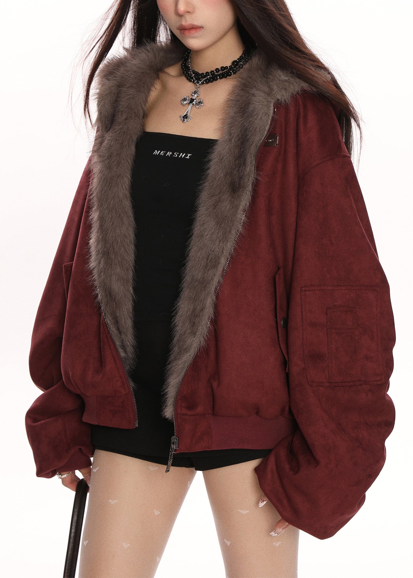 Fine Mulberry Oversized Wear On Both Sides Hooded Jacket Winter