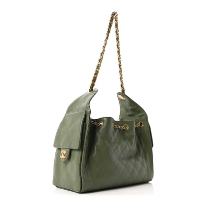 Caviar Quilted Small Chanel 25 Handbag Khaki
