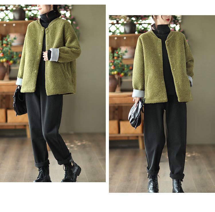 Retro Fashion Soft Lamb Wool Coat