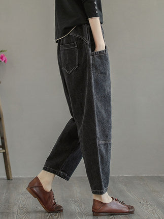 Summer Women Retro Loose Cotton Jeans
