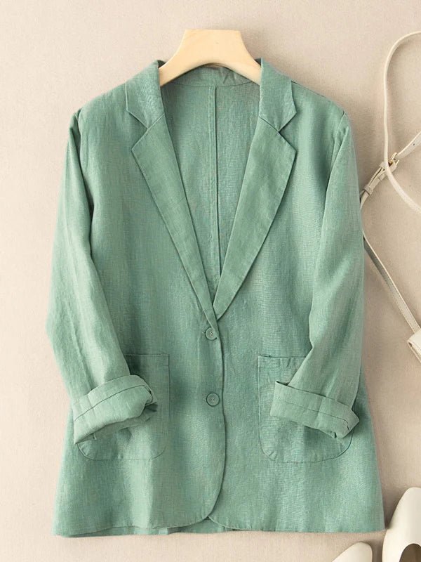 Casual Linen Long Sleeve Cropped Blazer