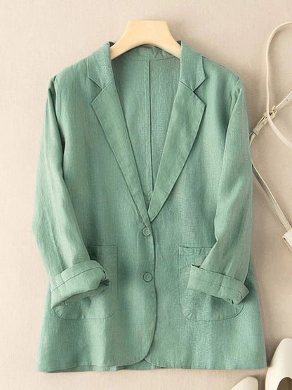 Casual Linen Long Sleeve Cropped Blazer