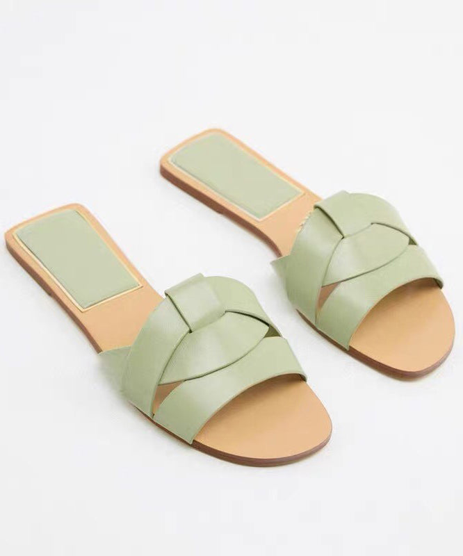 Casual Denim Blue Cross Strap Flat Slippers Peep Toe Toes Summer 2025