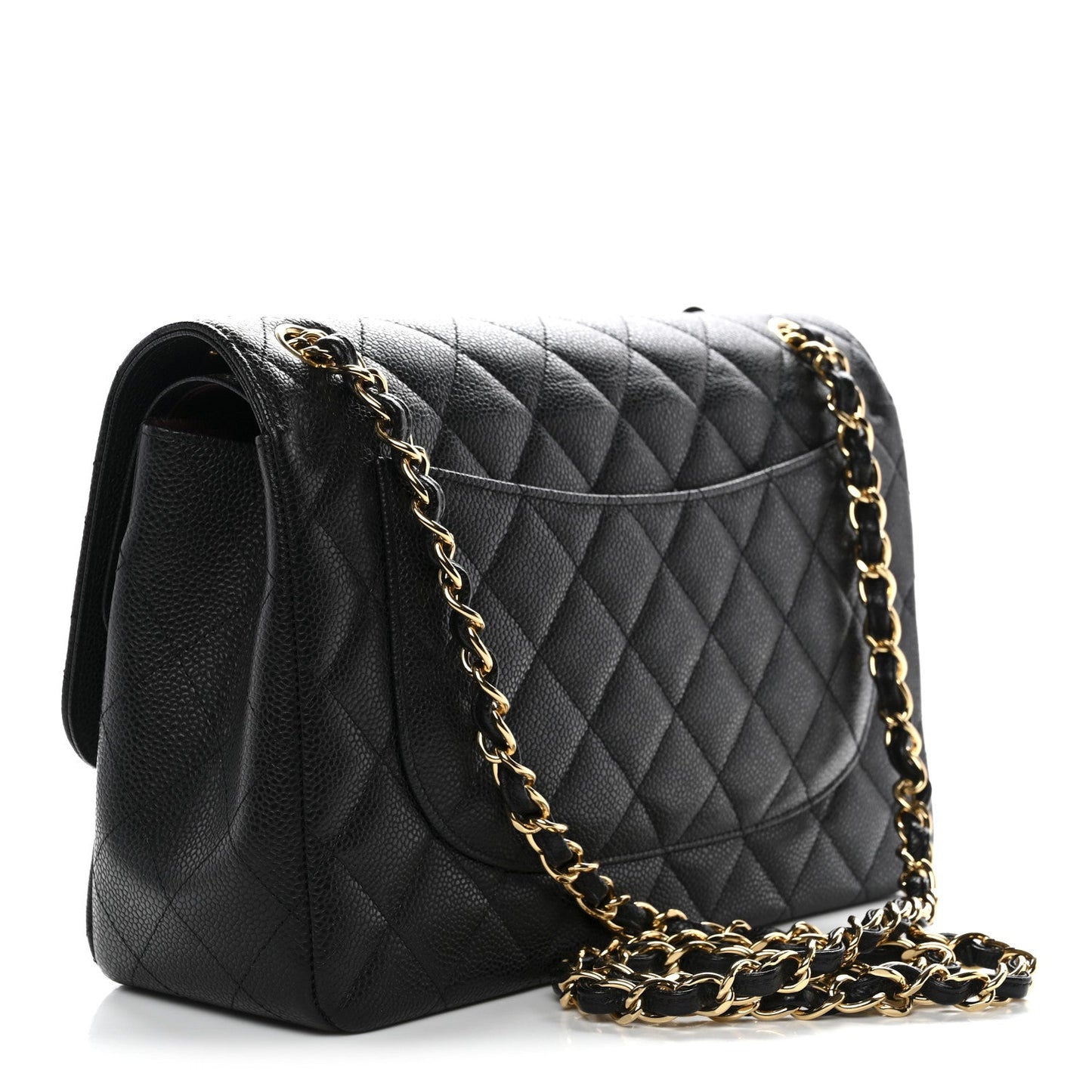 Caviar Quilted Jumbo Double Flap Black