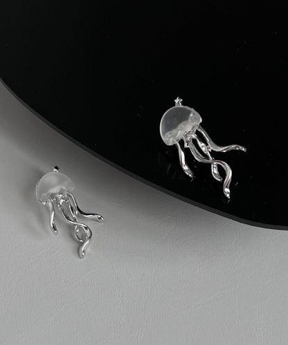 Boho Silk Copper Resin Jellyfish Stud Earrings