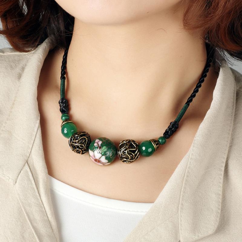 Retro Delicate Cloisonne Short Necklace