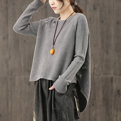 Loose Pullovers Vintage Irregular Sweaters