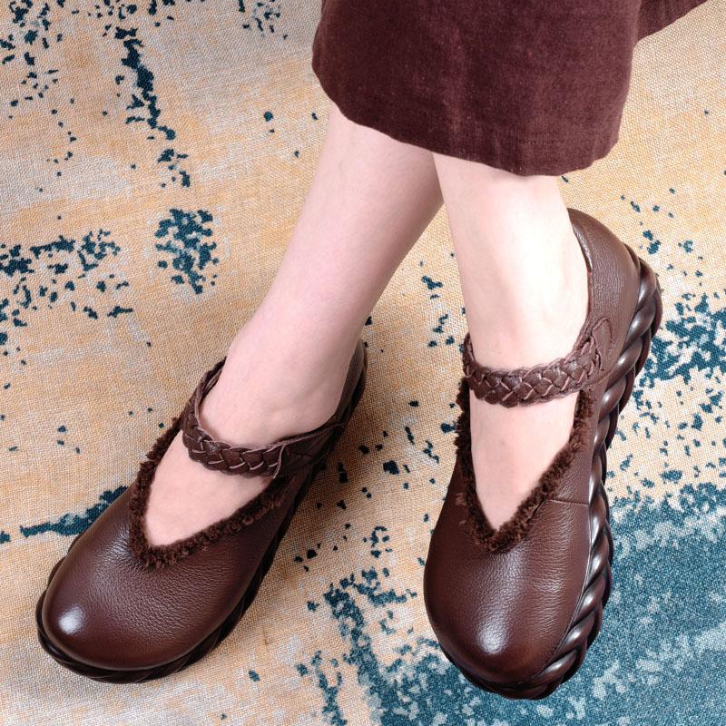 Real Leather Sponge Retro Casual Shoes