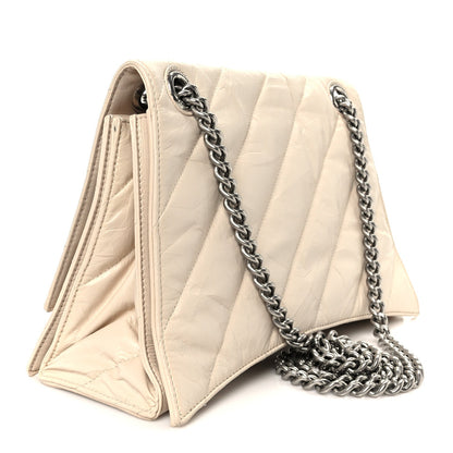 Crushed Calfskin Quilted Medium Crush Chain Bag Nude