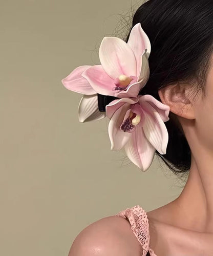 Original Design Yellow Orchid Holiday Hairpin