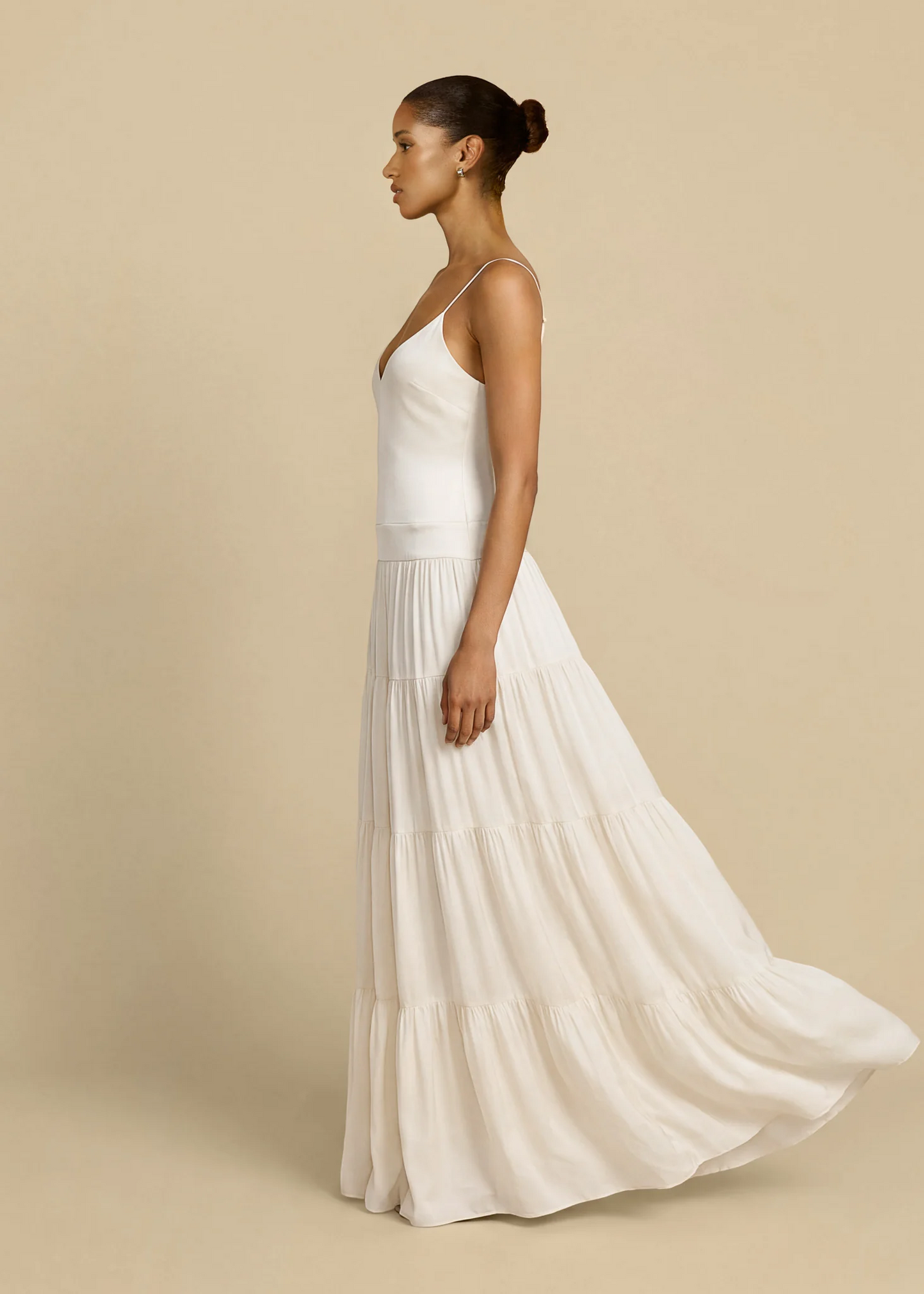 Satin Cami Tiered Ruffle Maxi Dress