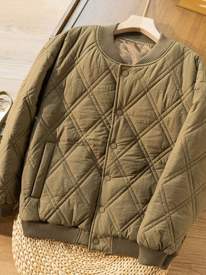 Women's Autumn And Winter Literature Retro Rhombic 100% Polyester Coat