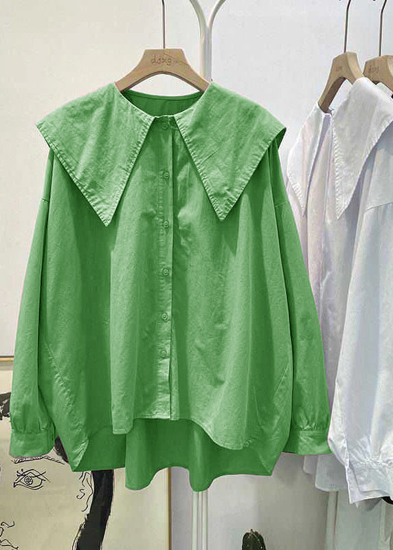 Bohemian Print3 Peter Pan Collar Button asymmetrical design Fall Long sleeve Top