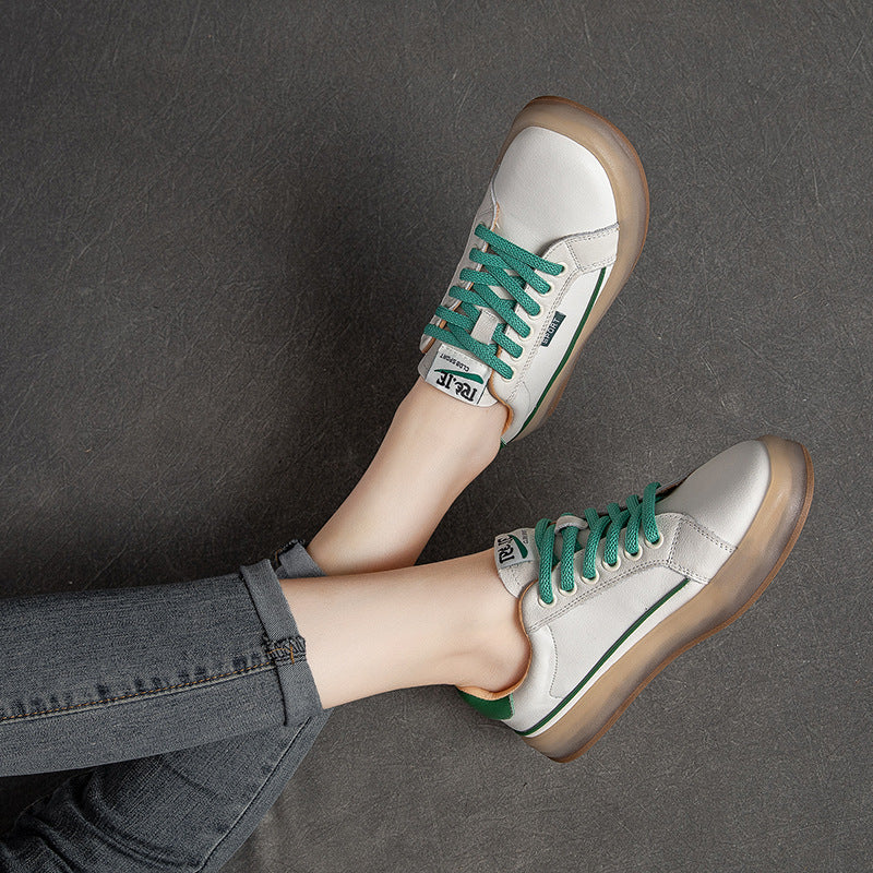Summer Thin Leather Women Retro Casual Shoes