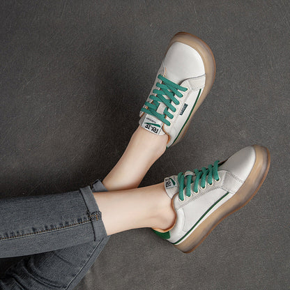Summer Thin Leather Women Retro Casual Shoes